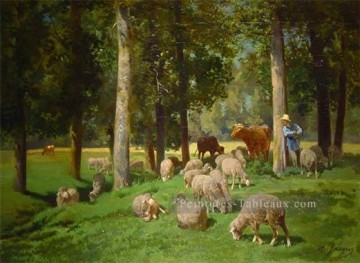 Paysage avec Mouton animalier Charles Émile Jacque Peinture à l'huile